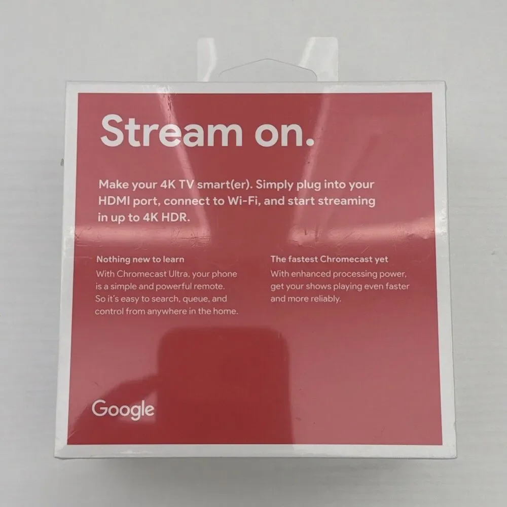 Google Chromecast Ultra 4K Digital Media Streamer -  Sealed New